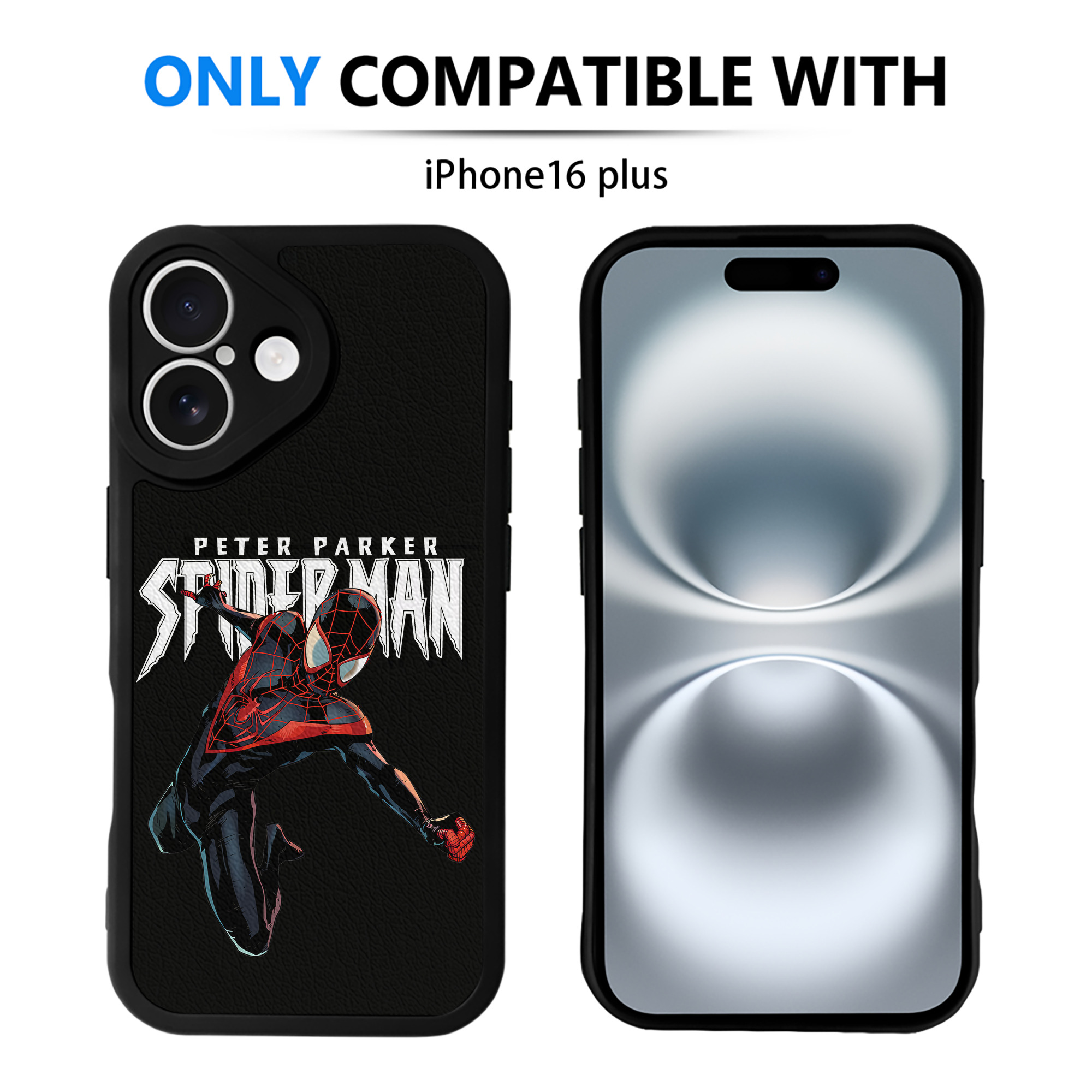 （画像用） Spider Man スパイダーマン 【iPhone 16シリーズ対応】シリコンスマホケース（レザー調） 材質：シリコン